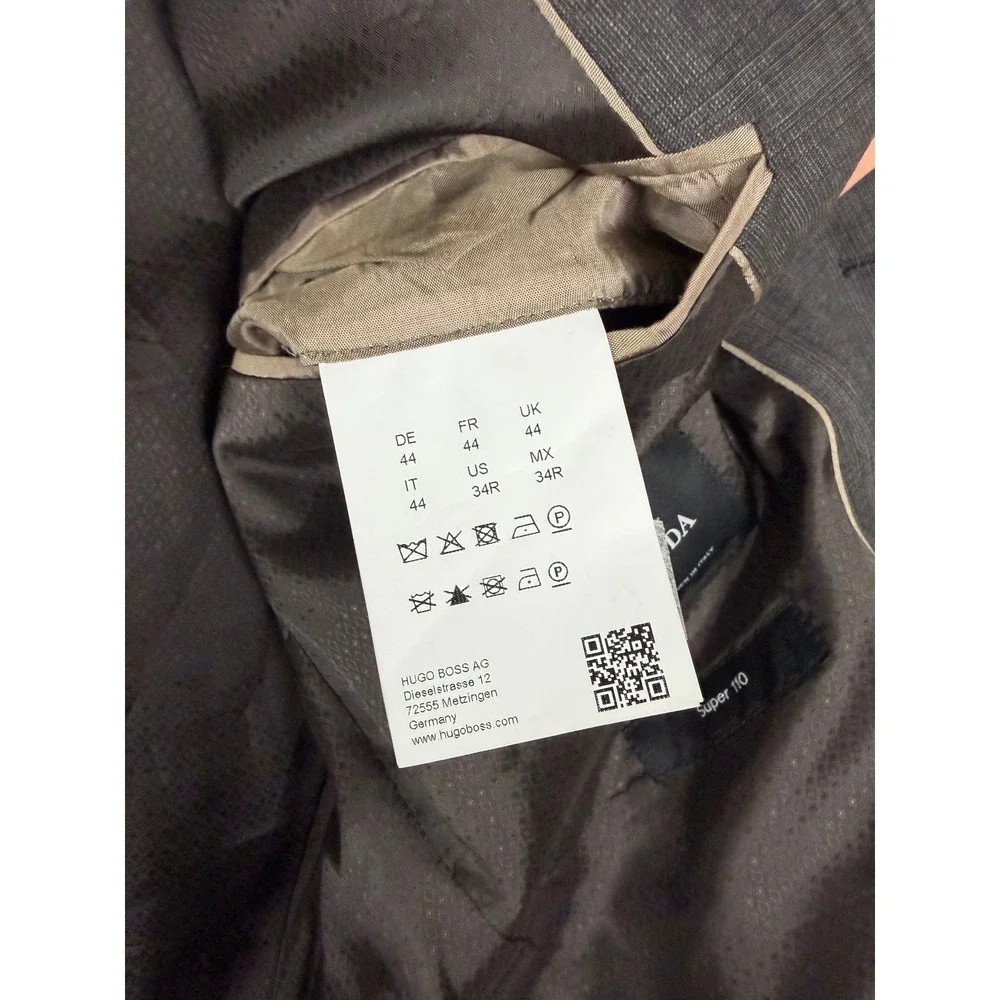 Hugo Boss Reda Super 110 Wool Blazer Mens 34R Charcoal‎ Grey Glen Check Sport